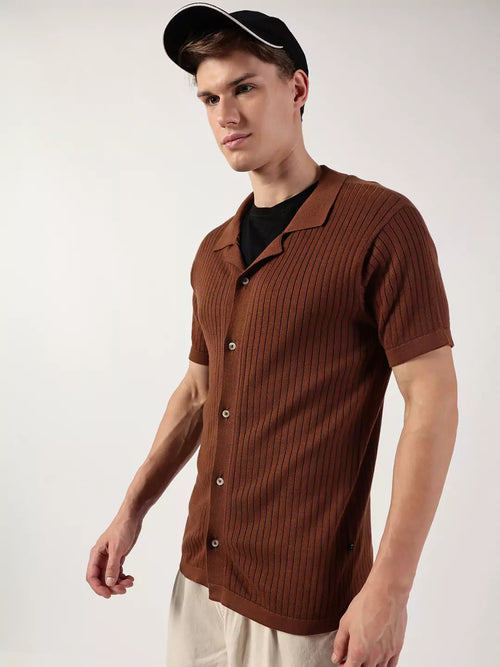 Thomas Scott Men Premium Cuban Collar Solid Cotton Casual Shirt