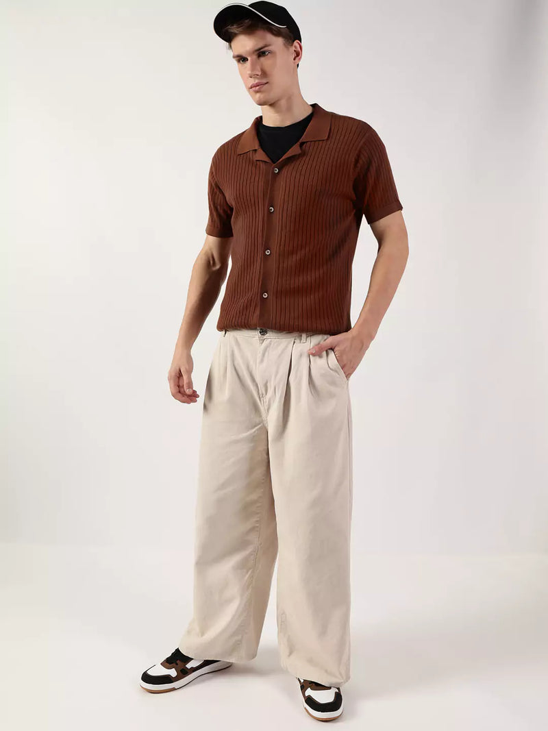 Thomas Scott Men Premium Cuban Collar Solid Cotton Casual Shirt