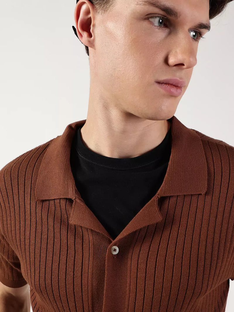Thomas Scott Men Premium Cuban Collar Solid Cotton Casual Shirt