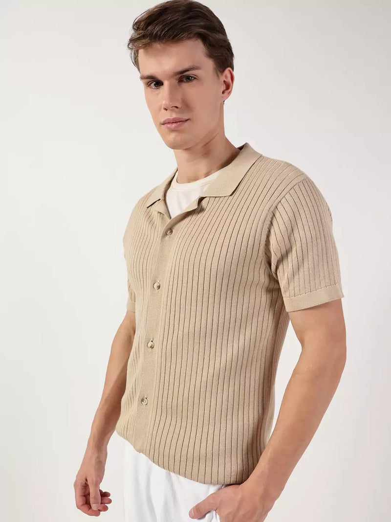 Thomas Scott Men Premium Cuban Collar Solid Cotton Casual Shirt