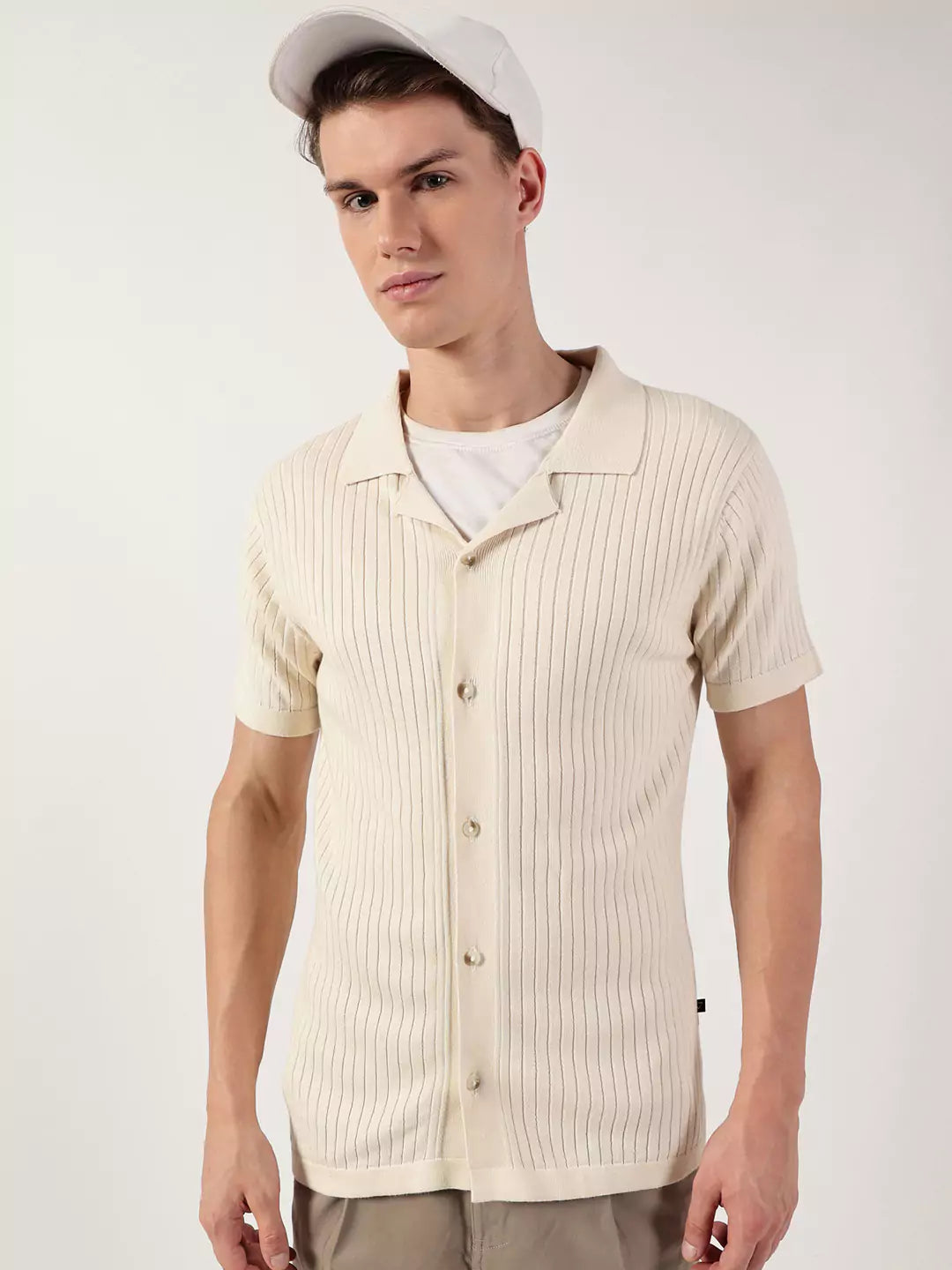 Thomas Scott Men Premium Cuban Collar Solid Cotton Casual Shirt