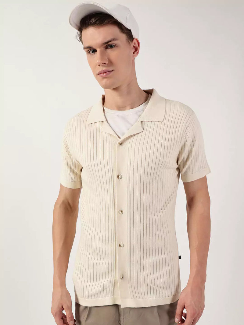 Thomas Scott Men Premium Cuban Collar Solid Cotton Casual Shirt