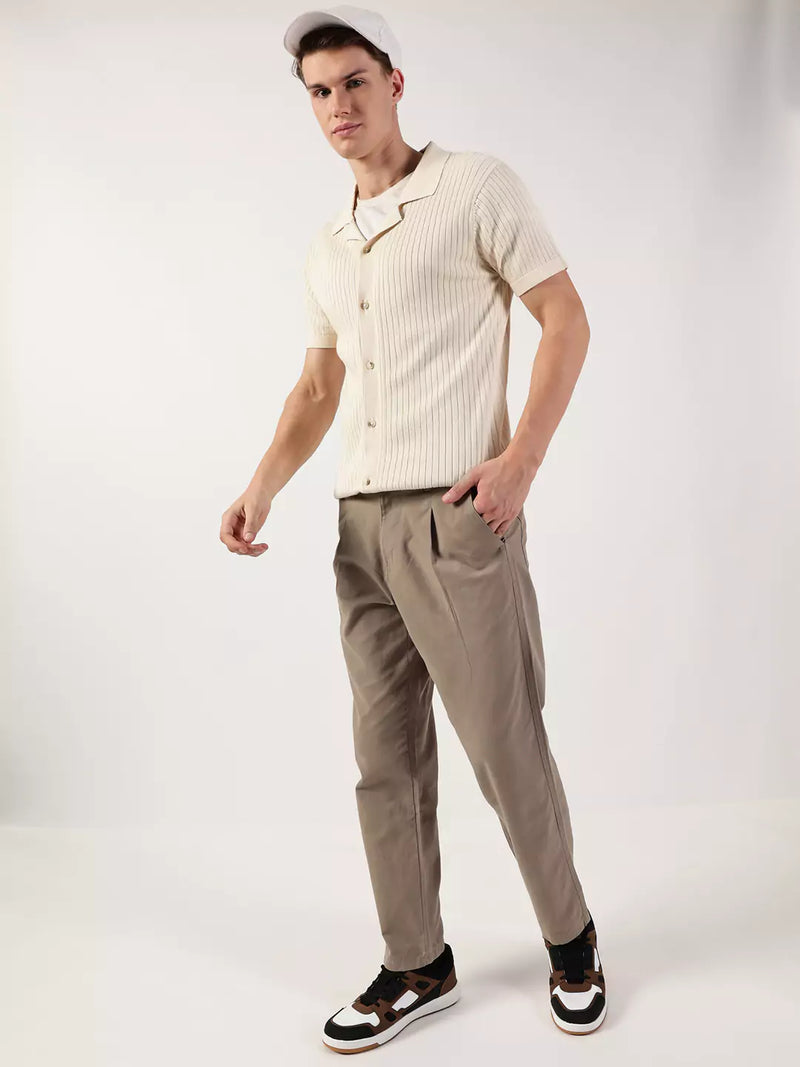Thomas Scott Men Premium Cuban Collar Solid Cotton Casual Shirt