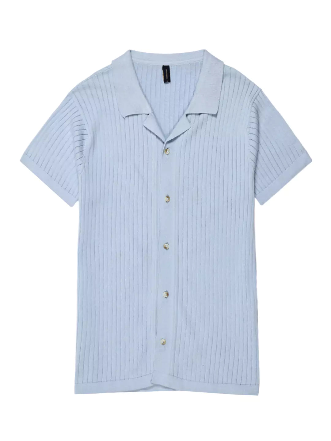 Thomas Scott Men Premium Cuban Collar Textured Cotton Casual Shirt