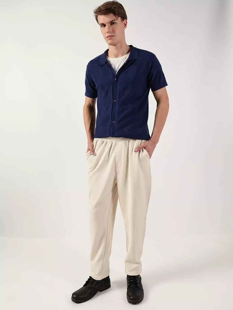 Thomas Scott Men Premium Spread Collar Textured Cotton Casual Shirt
