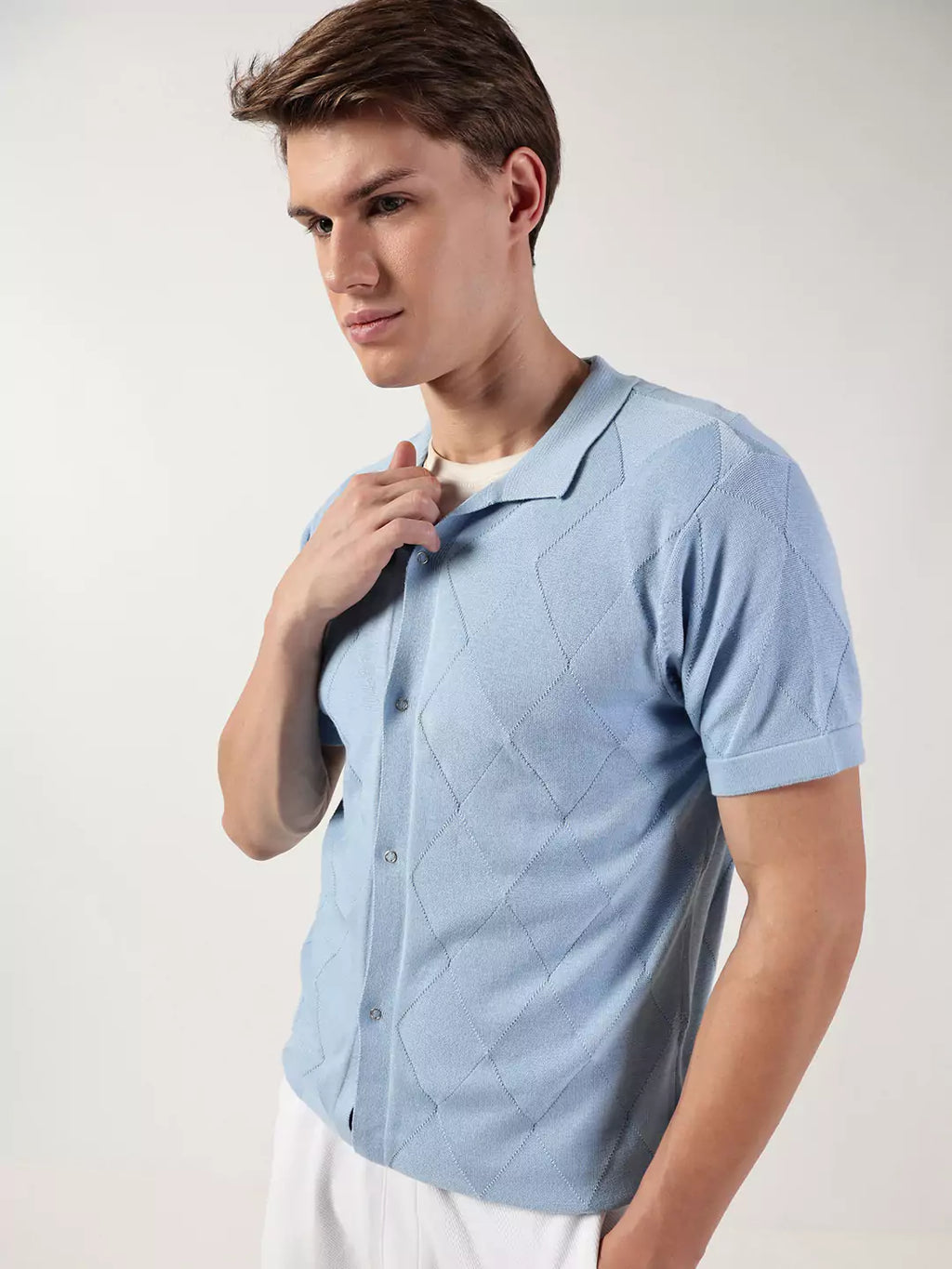 Thomas Scott Men Premium Spread Collar Solid Cotton Casual Shirt