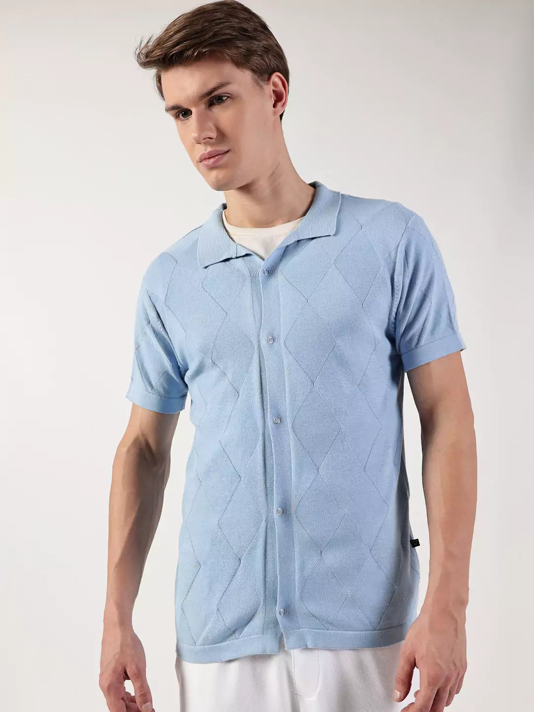 Thomas Scott Men Premium Spread Collar Solid Cotton Casual Shirt
