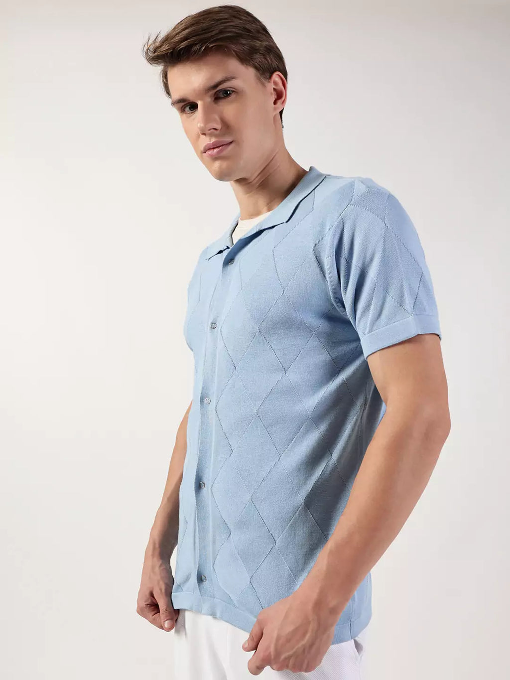 Thomas Scott Men Premium Spread Collar Solid Cotton Casual Shirt