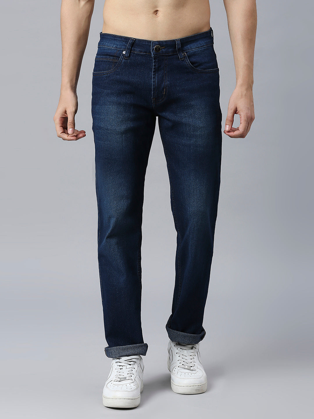 Thomas Scott Men Mid-Rise Classic Fit Light Fade Stretchable Jeans