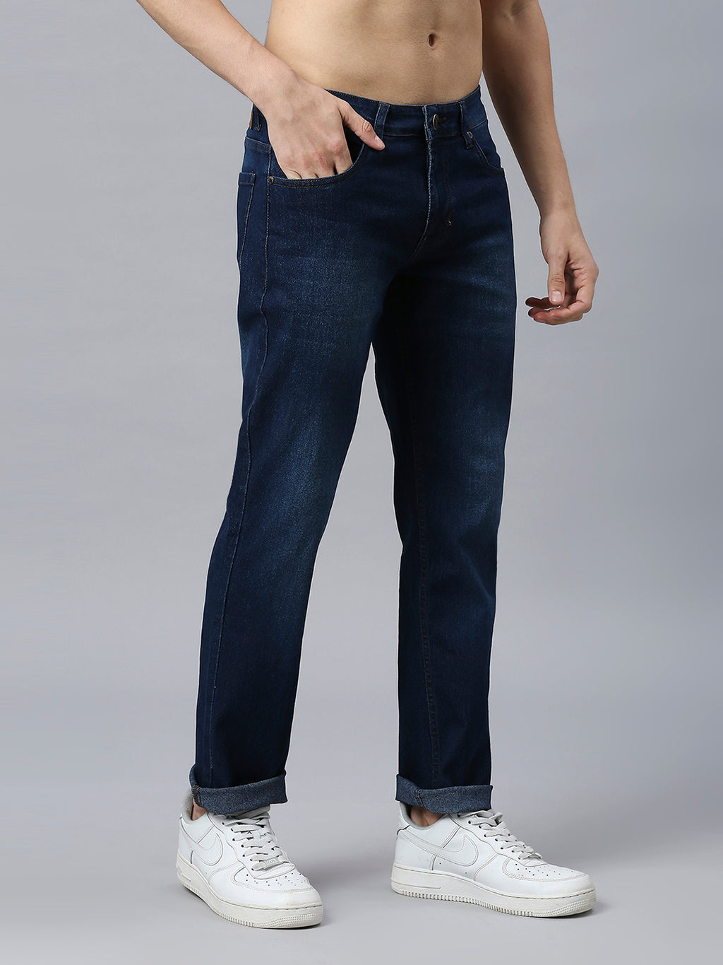 Thomas Scott Men Mid-Rise Classic Fit Light Fade Stretchable Jeans