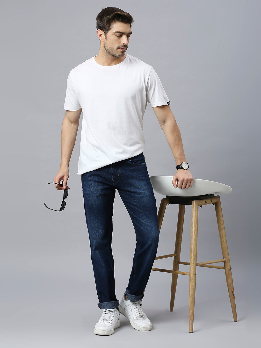 Thomas Scott Men Mid-Rise Classic Fit Light Fade Stretchable Jeans