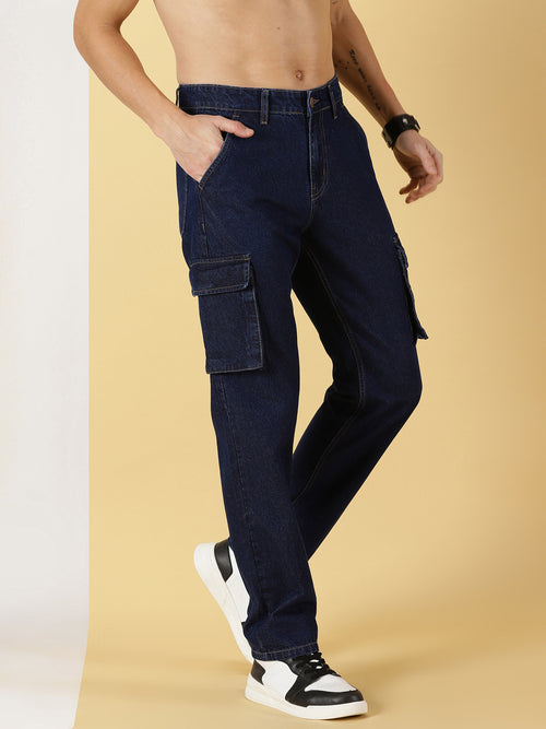 Thomas Scott Men Comfort Relaxed Fit Clean Look Pure Cotton Cargo Jeans