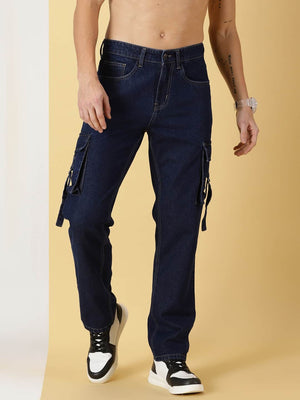 Thomas Scott Men Comfort Relaxed Fit Clean Look Pure Cotton Cargo Jeans