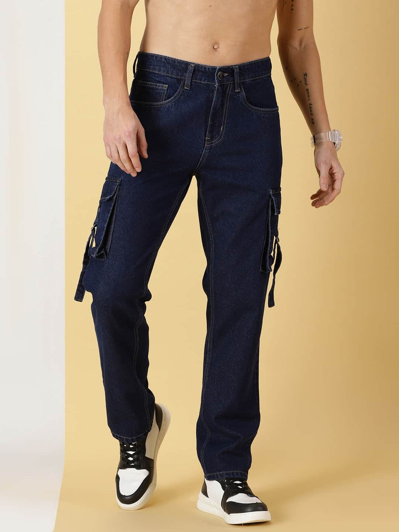 Thomas Scott Men Comfort Relaxed Fit Clean Look Pure Cotton Cargo Jeans