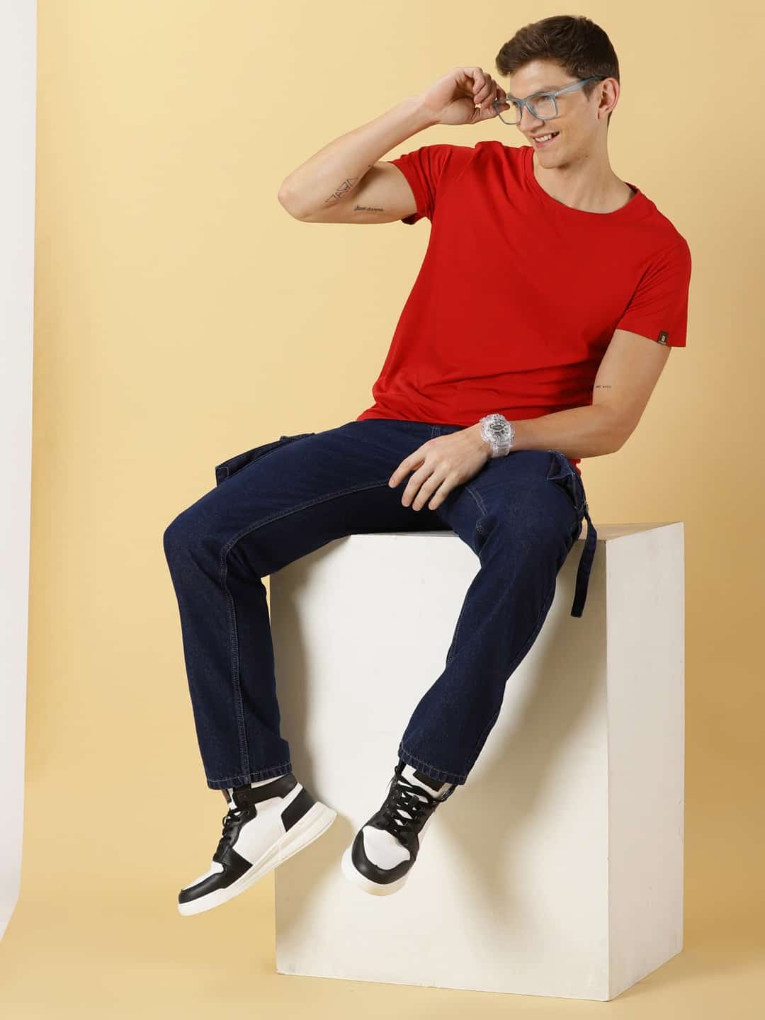 Thomas Scott Men Comfort Relaxed Fit Clean Look Pure Cotton Cargo Jeans