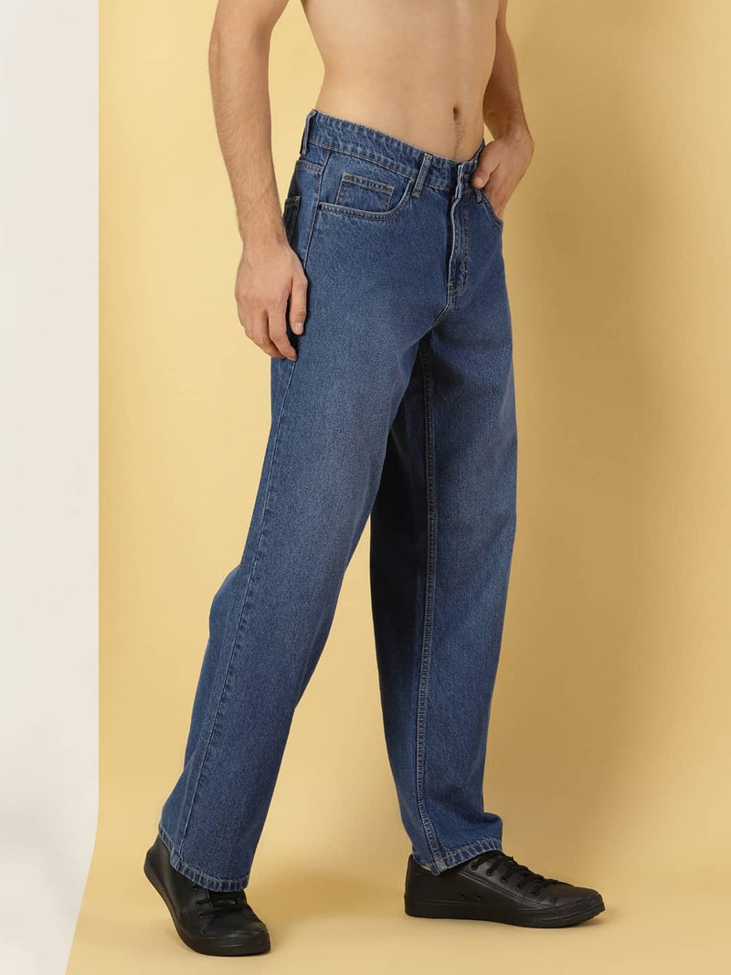Thomas Scott Men Mid Rise Comfort Relaxed Fit Clean Look Light Fade Cotton Jeans