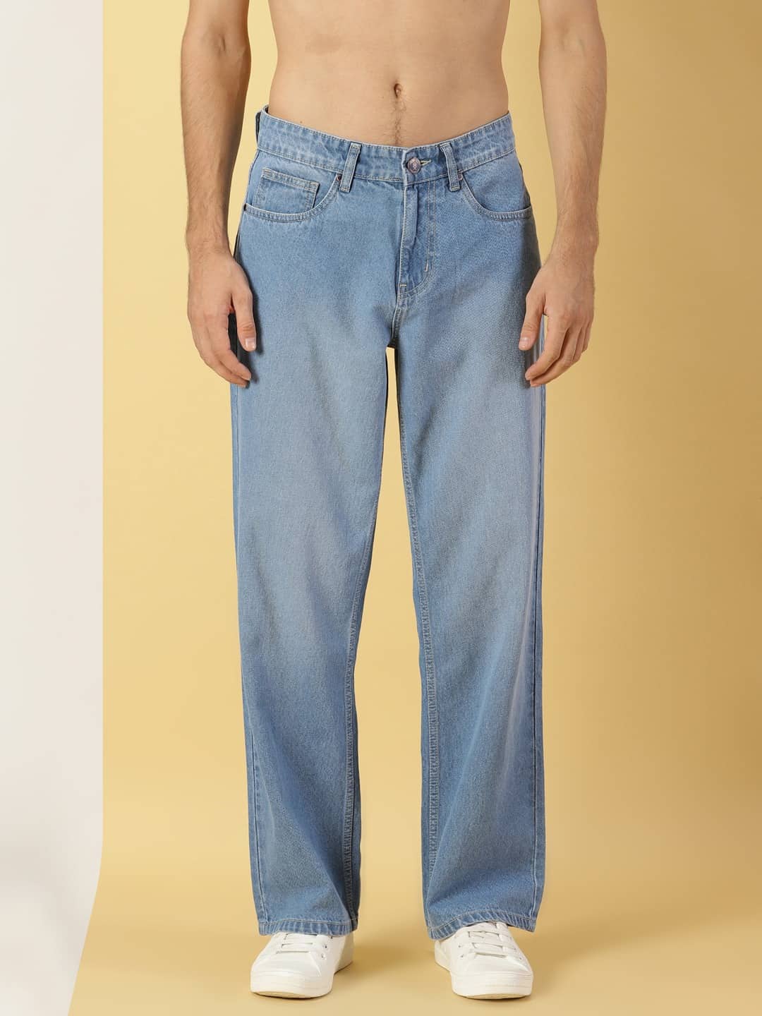 Thomas Scott Men Comfort Relaxed Fit Clean Look Light Fade Cotton Baggy Jeans