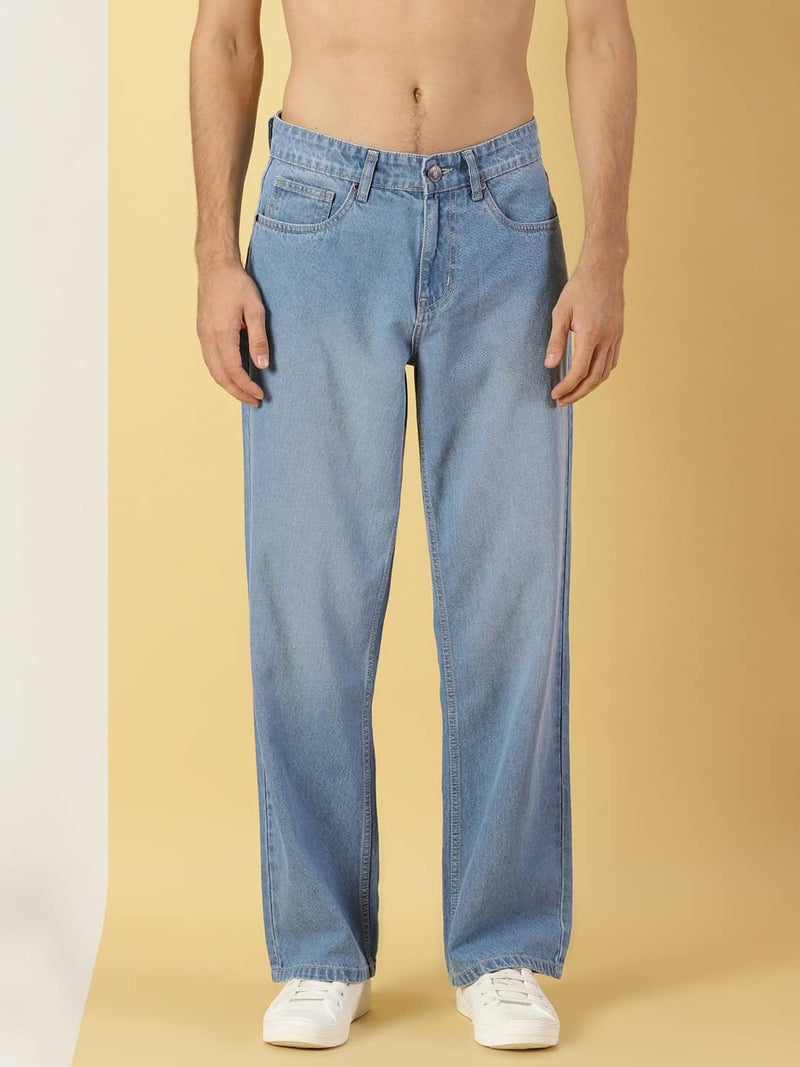 Thomas Scott Men Comfort Relaxed Fit Clean Look Light Fade Cotton Baggy Jeans