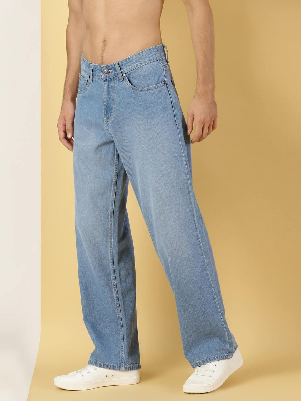 Thomas Scott Men Comfort Relaxed Fit Clean Look Light Fade Cotton Baggy Jeans