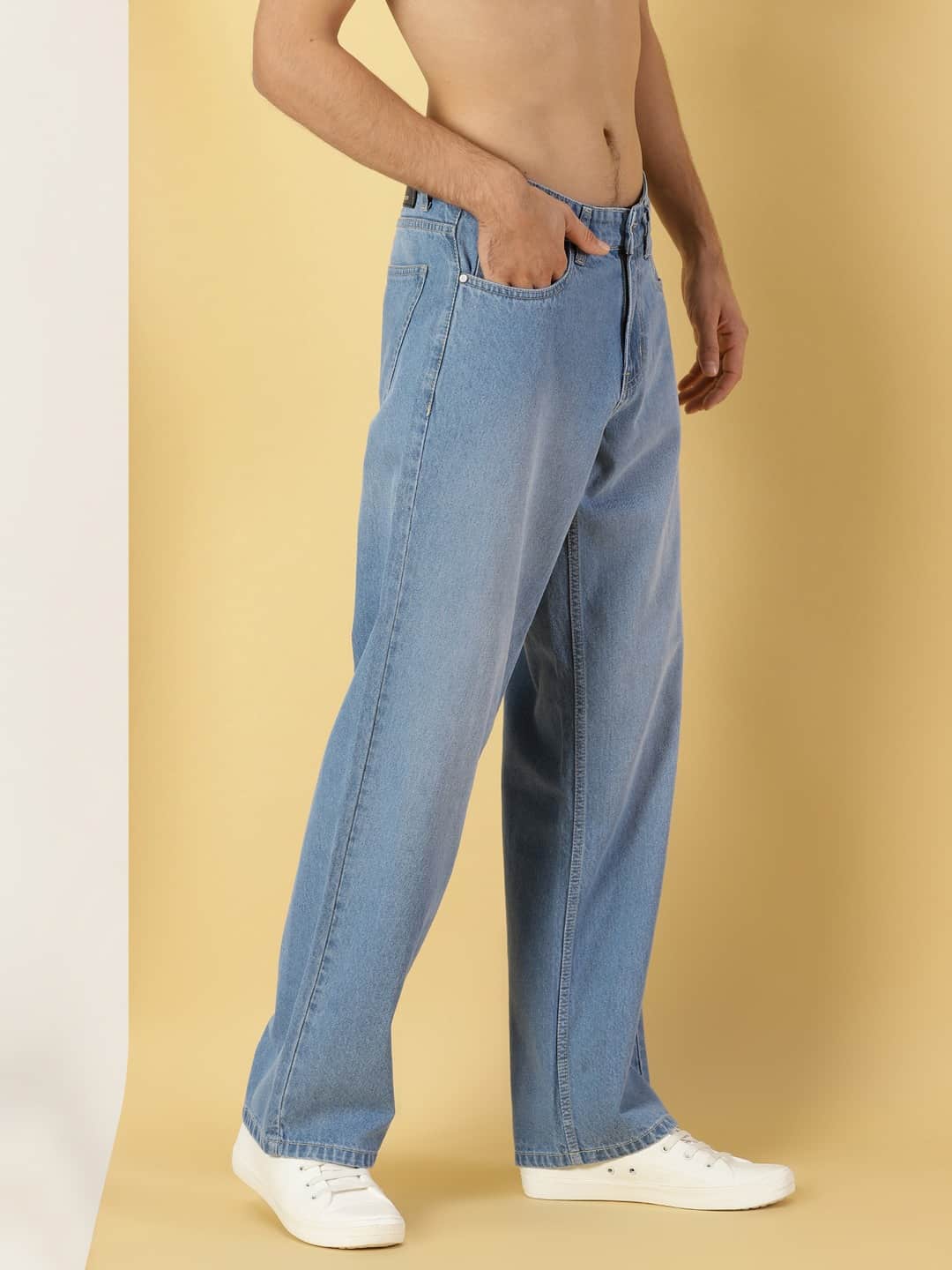 Thomas Scott Men Comfort Relaxed Fit Clean Look Light Fade Cotton Baggy Jeans