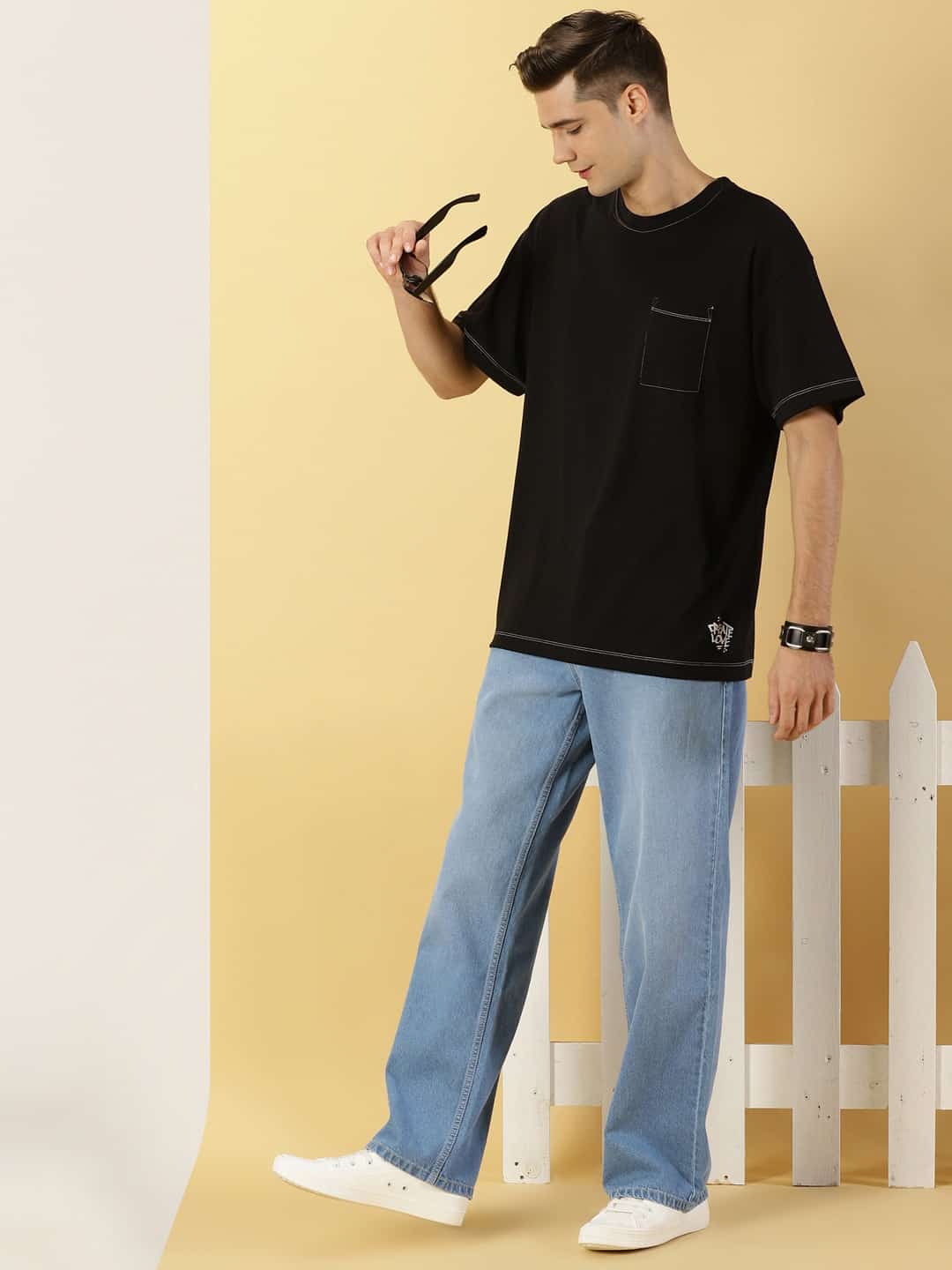 Thomas Scott Men Comfort Relaxed Fit Clean Look Light Fade Cotton Baggy Jeans