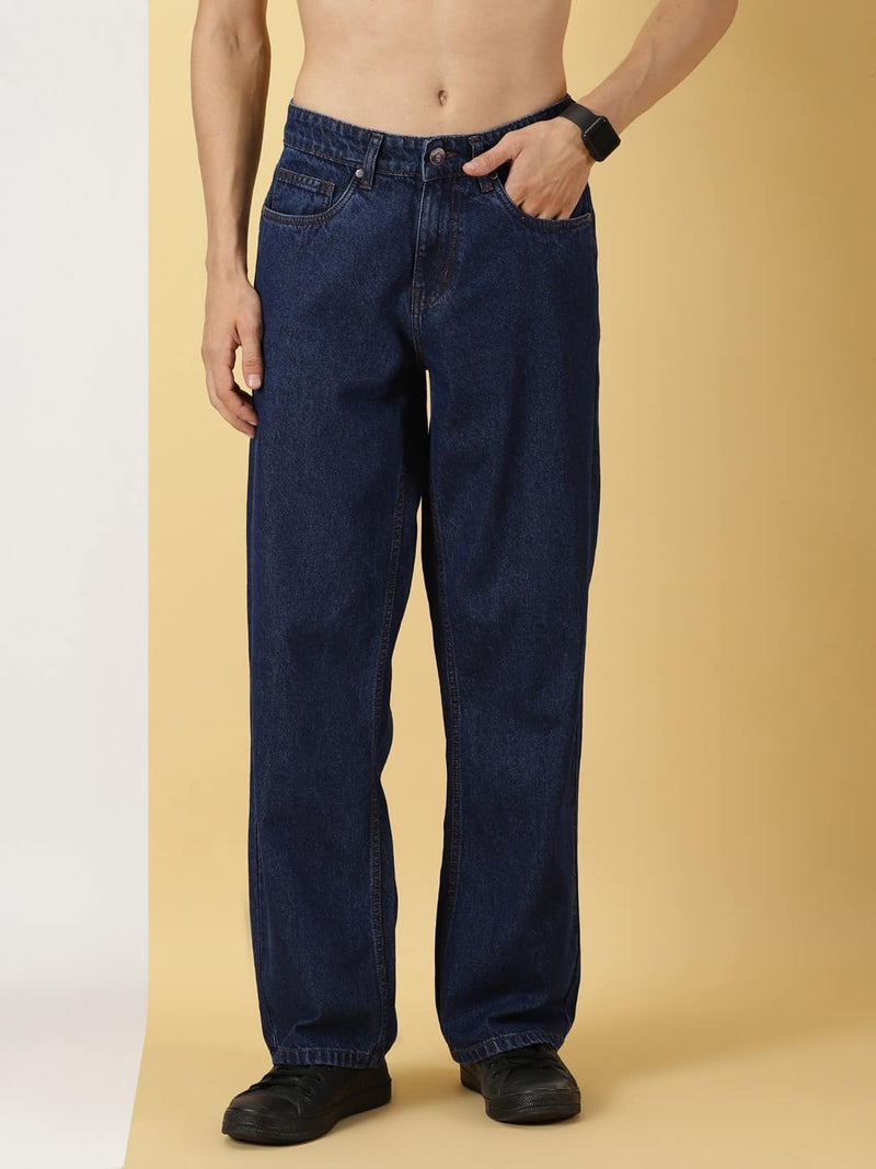 Thomas Scott Men Comfort Relaxed Fit Clean Look Pure Cotton Baggy Jeans