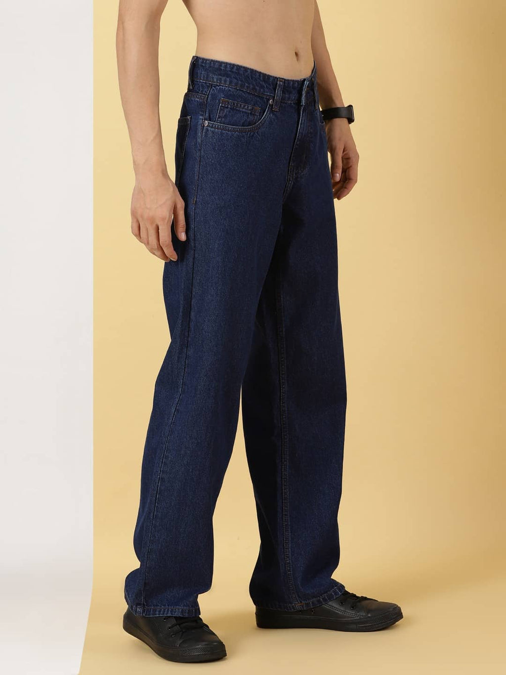 Thomas Scott Men Comfort Relaxed Fit Clean Look Pure Cotton Baggy Jeans