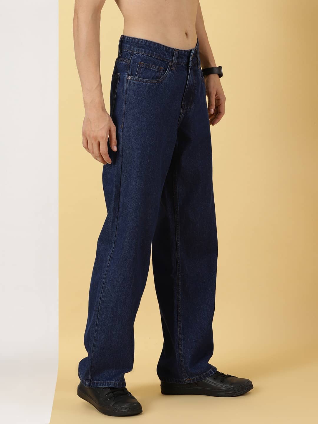 Thomas Scott Men Comfort Relaxed Fit Clean Look Pure Cotton Baggy Jeans