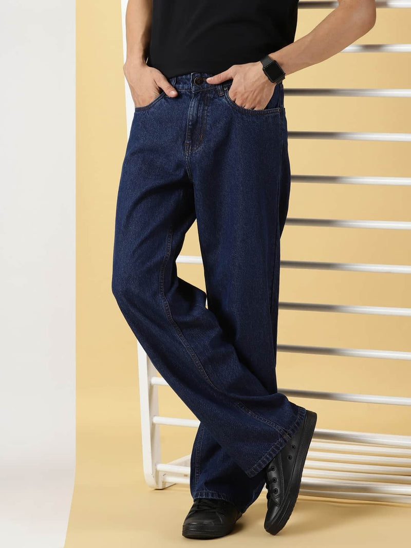Thomas Scott Men Comfort Relaxed Fit Clean Look Pure Cotton Baggy Jeans