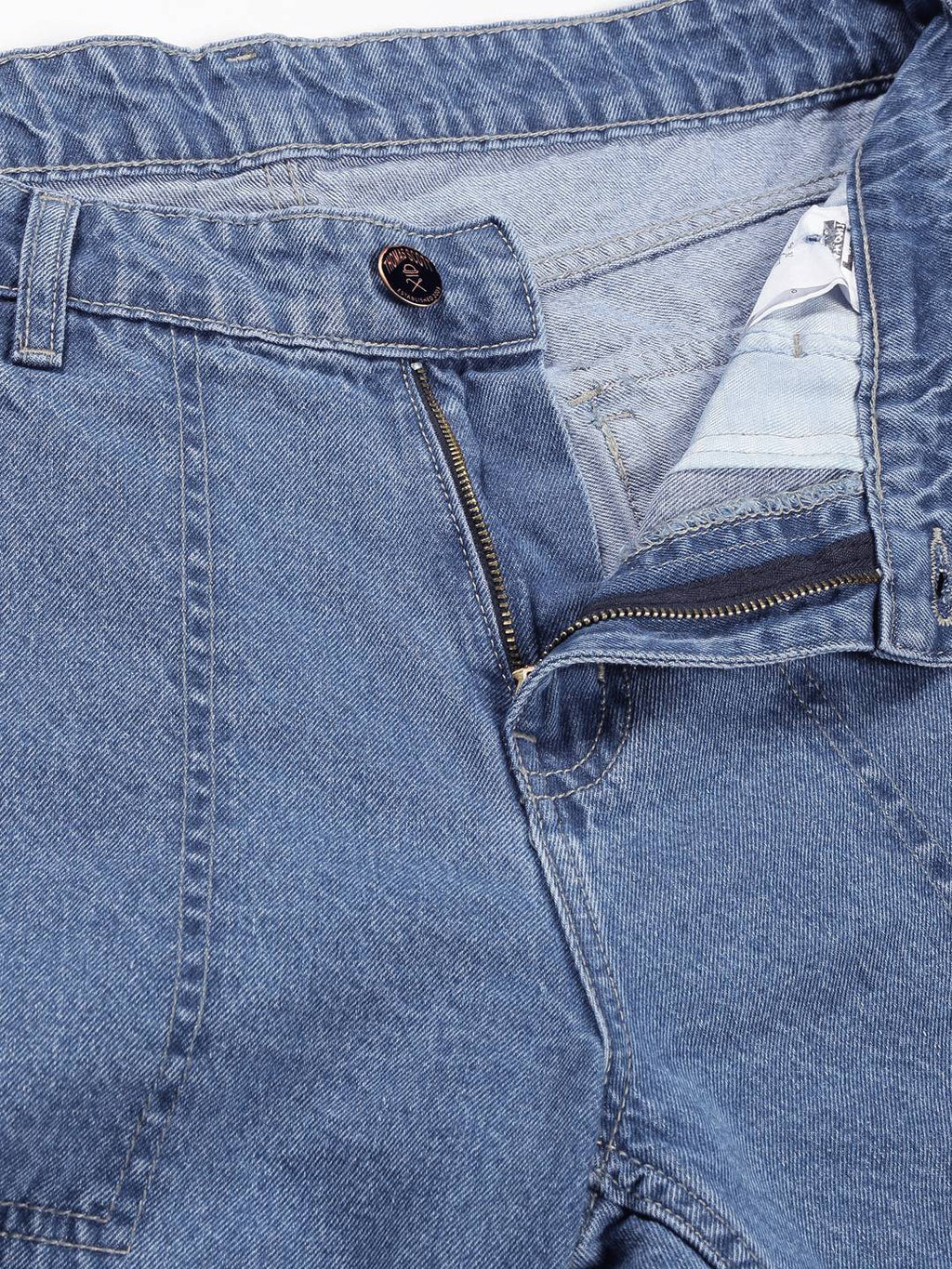 Thomas Scott Men Comfort Relaxed Fit Clean Look Light Fade Pure Cotton Cargo Jeans