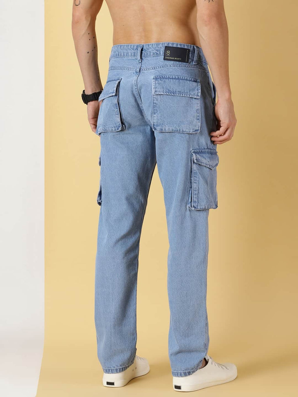 Thomas Scott Men Comfort Relaxed Fit Light Fade Clean Look Pure Cotton Jeans