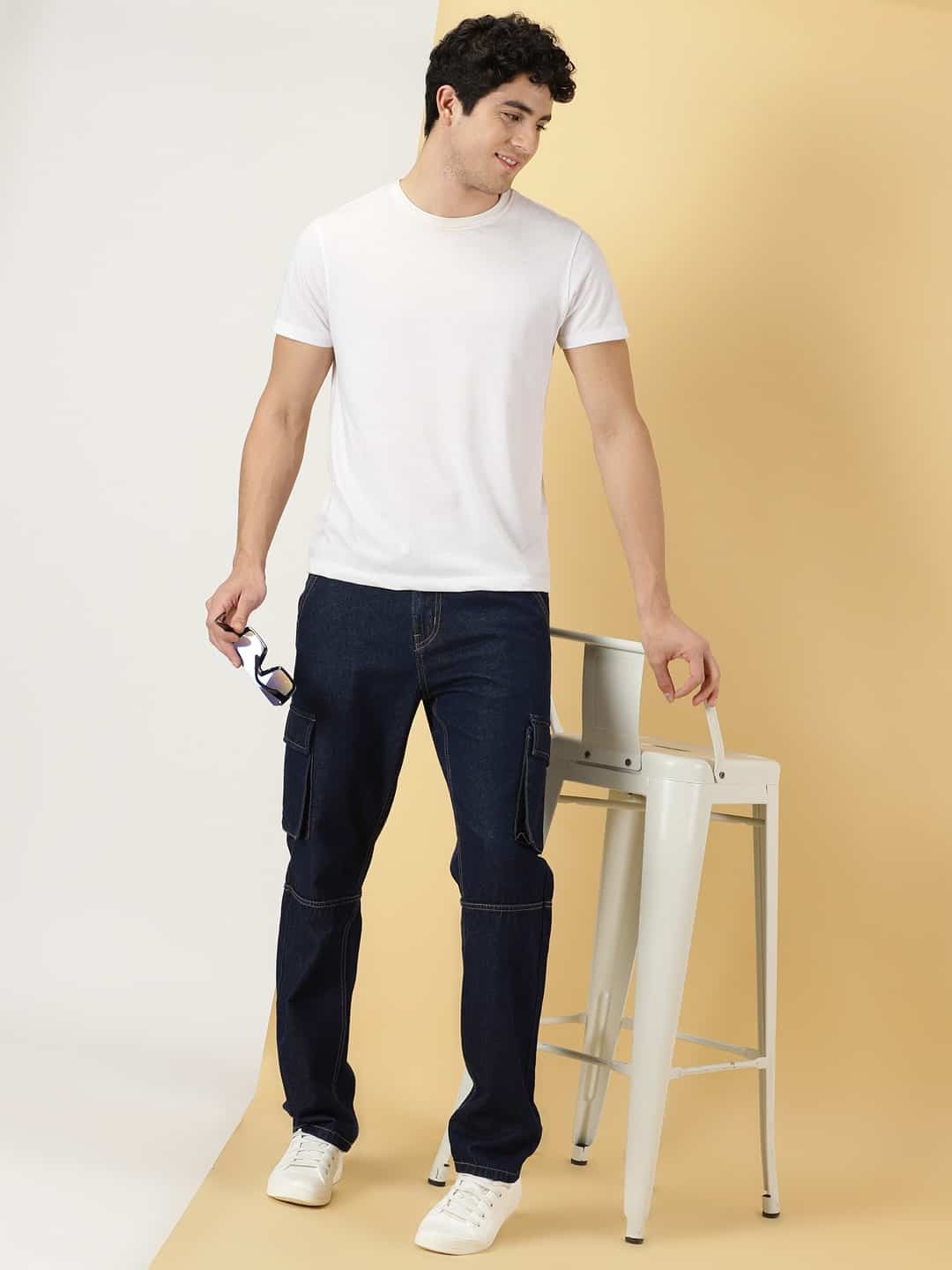 Thomas Scott Men Comfort Mid Rise Relaxed Fit Pure Cotton Jeans