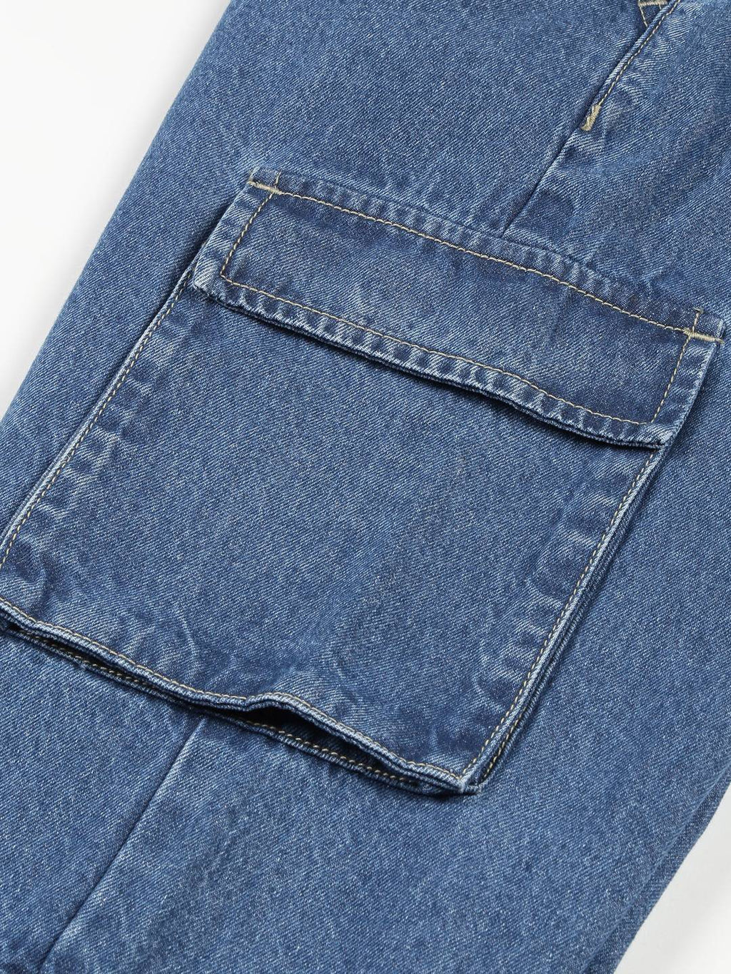 Thomas Scott Men Mid-Rise Smart Relaxed Fit Light Fade Cargo Style Pure Cotton Jeans