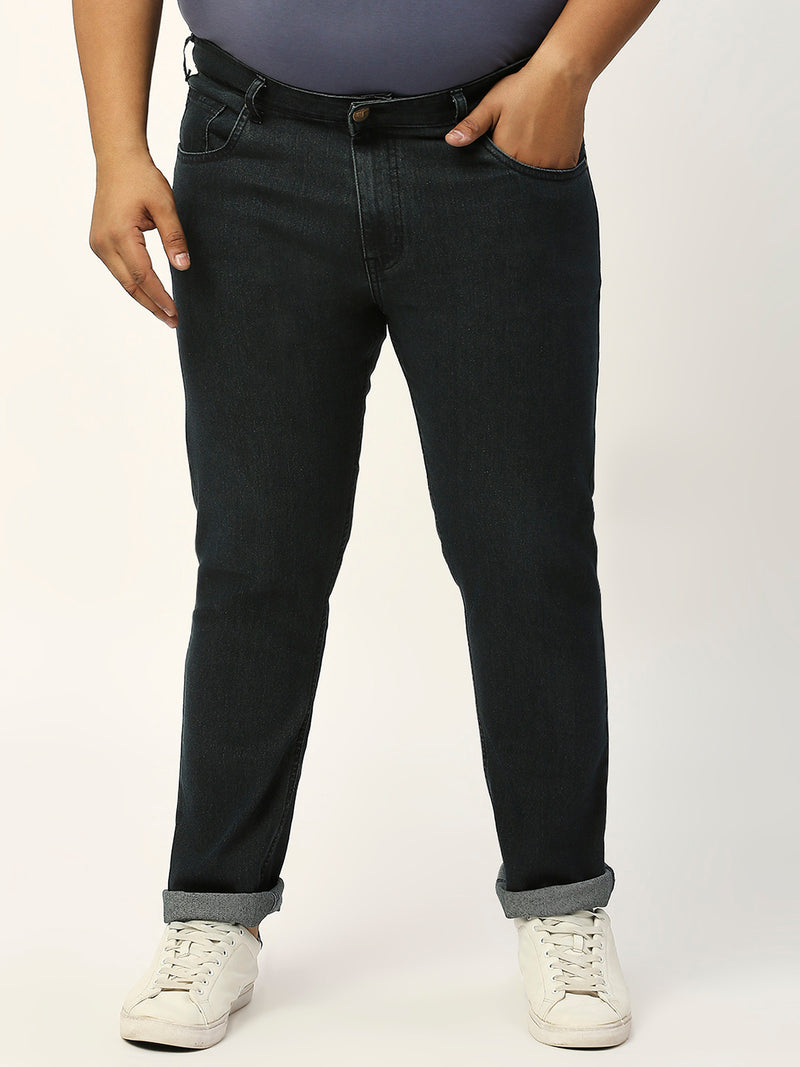 Thomas Scott Men Dark Blue Plus Size Mid-Rise Tapered Fit Stretchable Jeans