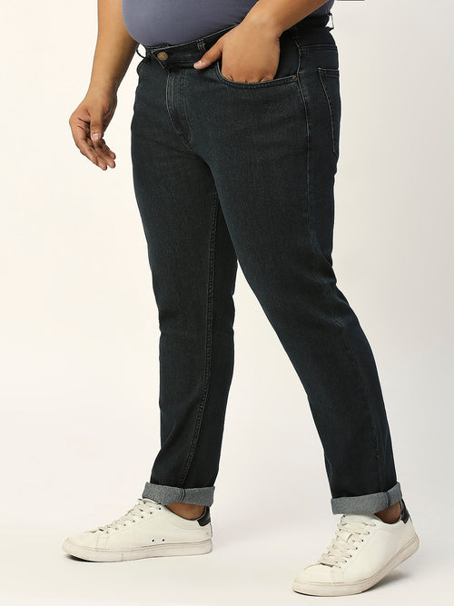 Thomas Scott Men Dark Blue Plus Size Mid-Rise Tapered Fit Stretchable Jeans