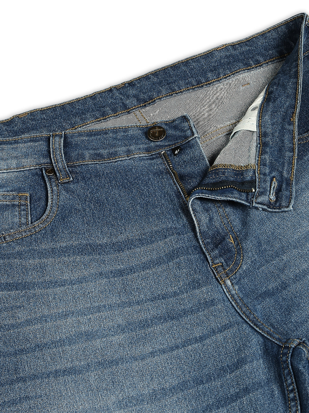 Thomas Scott Men Mid Blue Plus Size Mid-Rise Tapered Fit Stretchable Jeans