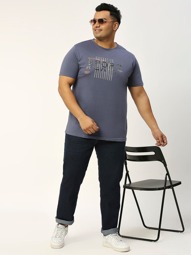 Thomas Scott Men Dark Blue Plus Size Mid-Rise Tapered Fit Stretchable Jeans