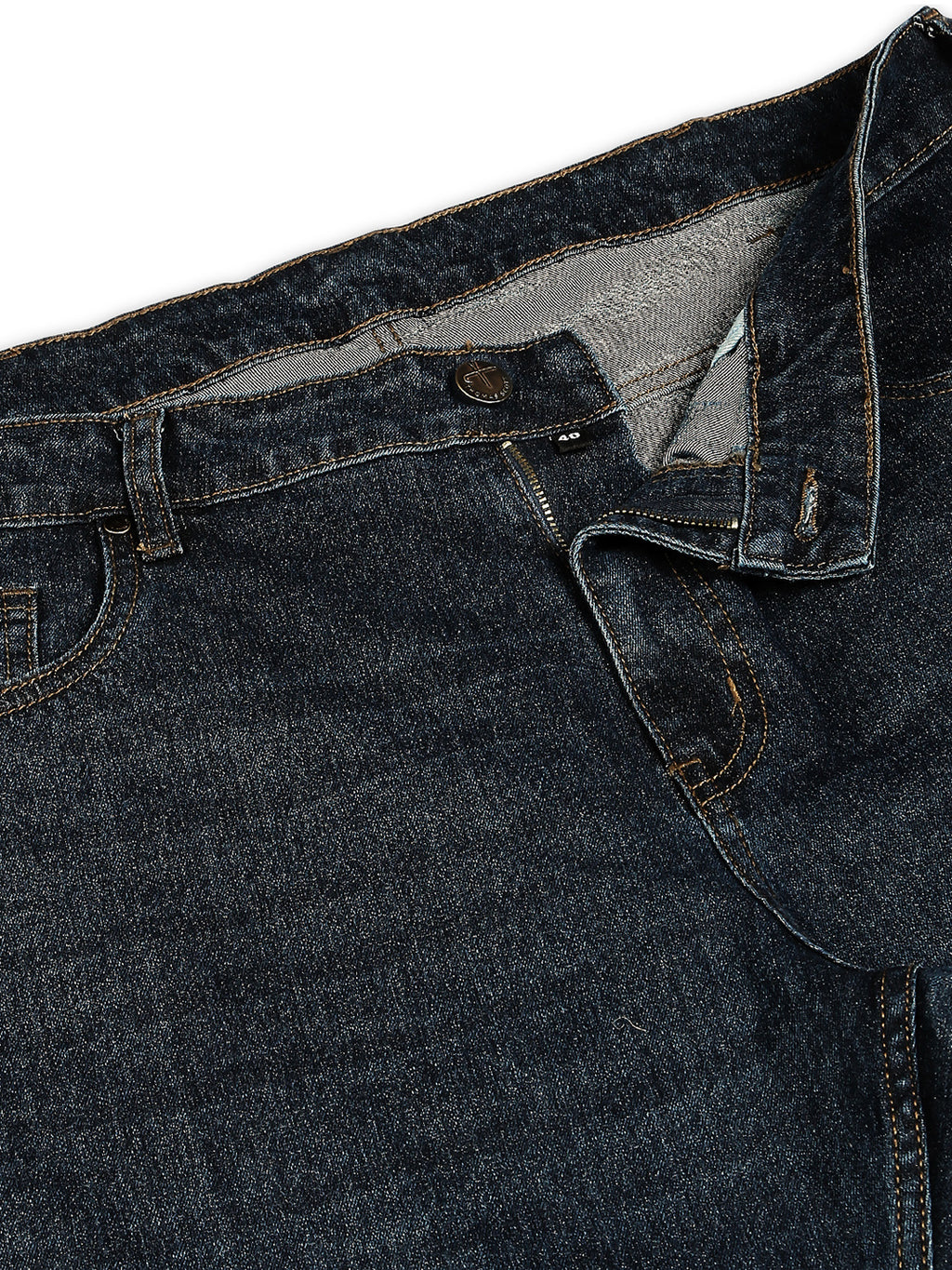 Thomas Scott Men Dark Blue Plus Size Mid-Rise Tapered Fit Stretchable Jeans