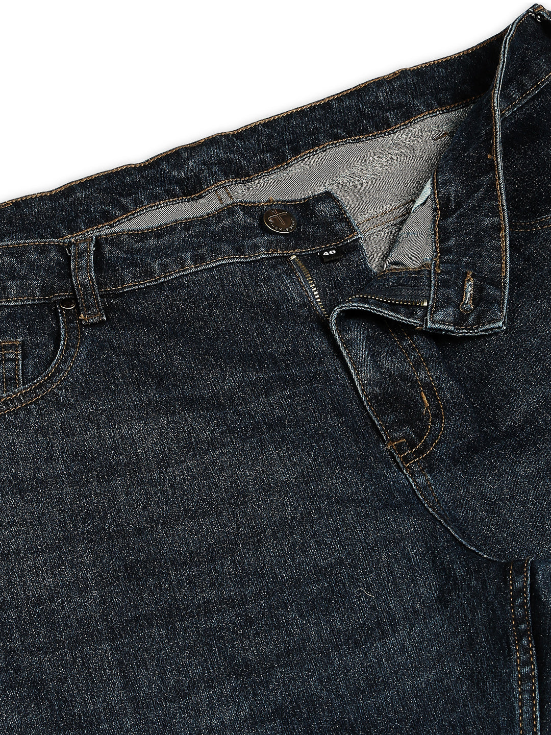 Thomas Scott Men Dark Blue Plus Size Mid-Rise Tapered Fit Stretchable Jeans