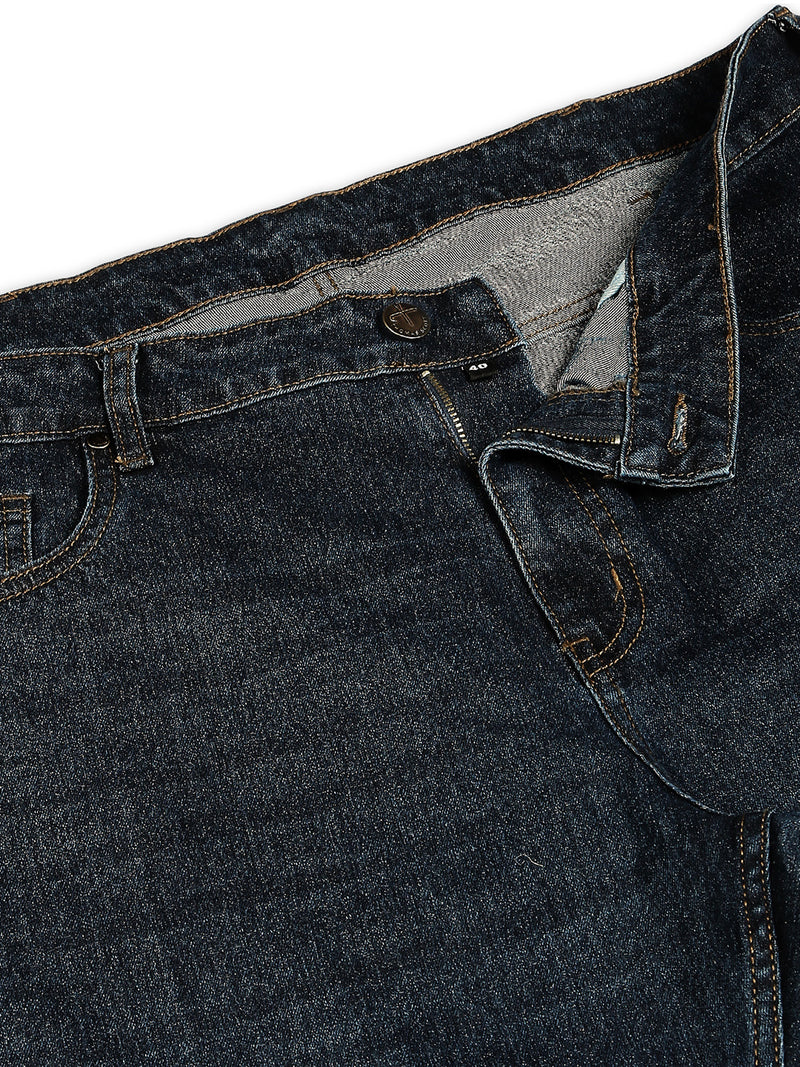 Thomas Scott Men Dark Blue Plus Size Mid-Rise Tapered Fit Stretchable Jeans