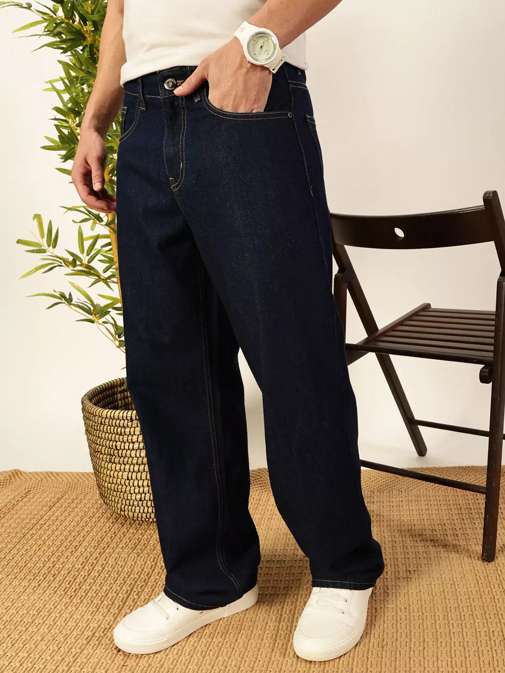 Thomas Scott Men Smart Relaxed Fit Baggy Jeans
