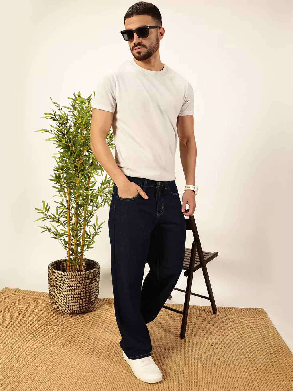 Thomas Scott Men Smart Relaxed Fit Baggy Jeans