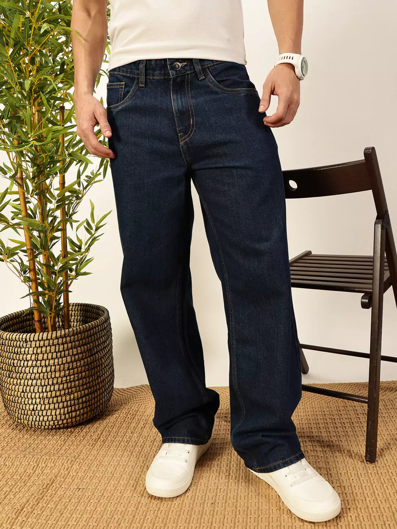 Thomas Scott Men Smart Relaxed Fit Pure Cotton Baggy Jeans