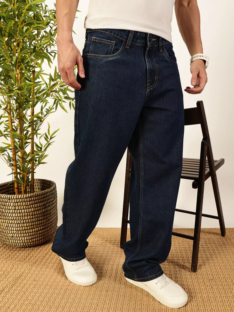 Thomas Scott Men Smart Relaxed Fit Pure Cotton Baggy Jeans