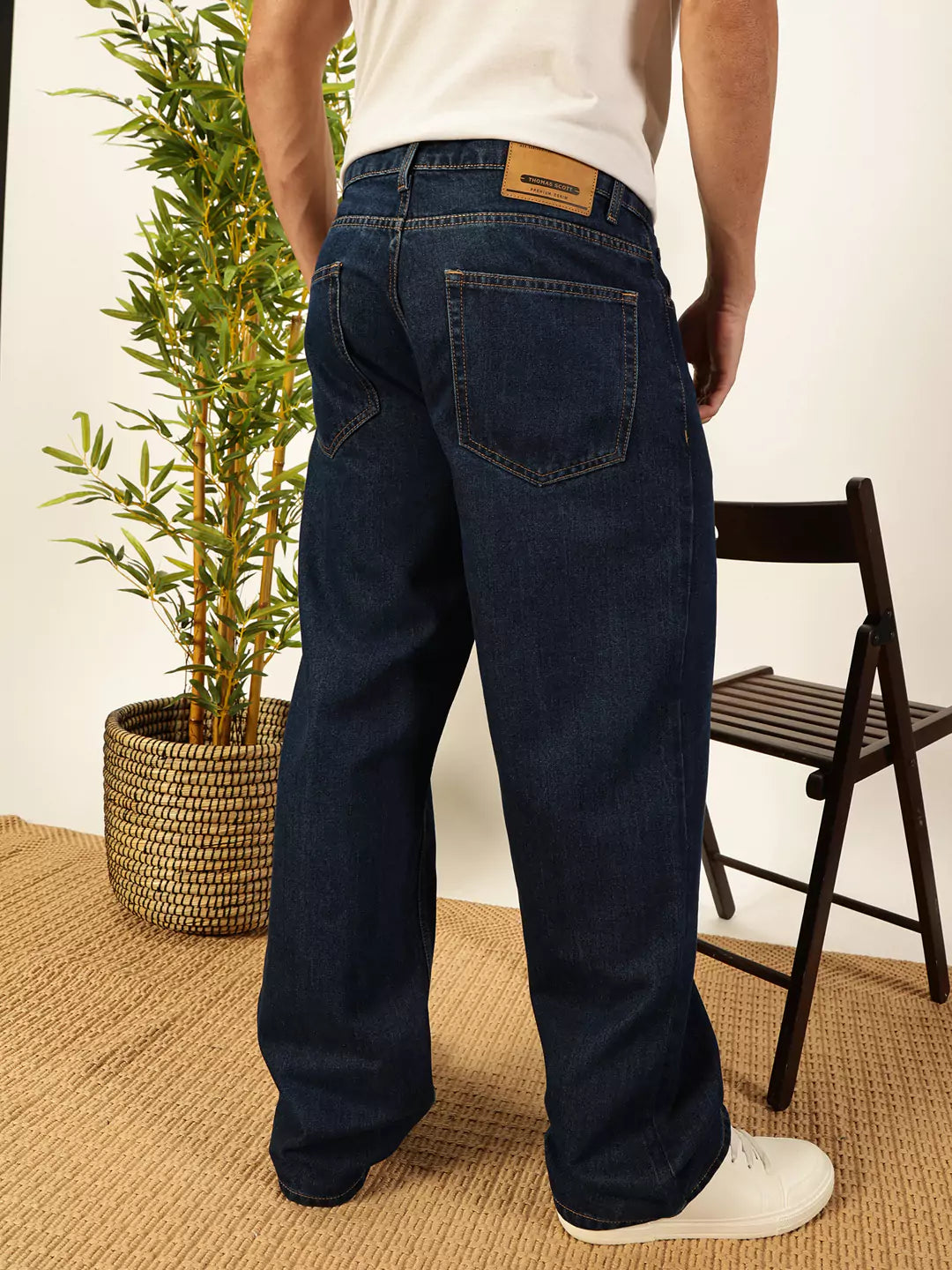 Thomas Scott Men Smart Relaxed Fit Pure Cotton Baggy Jeans