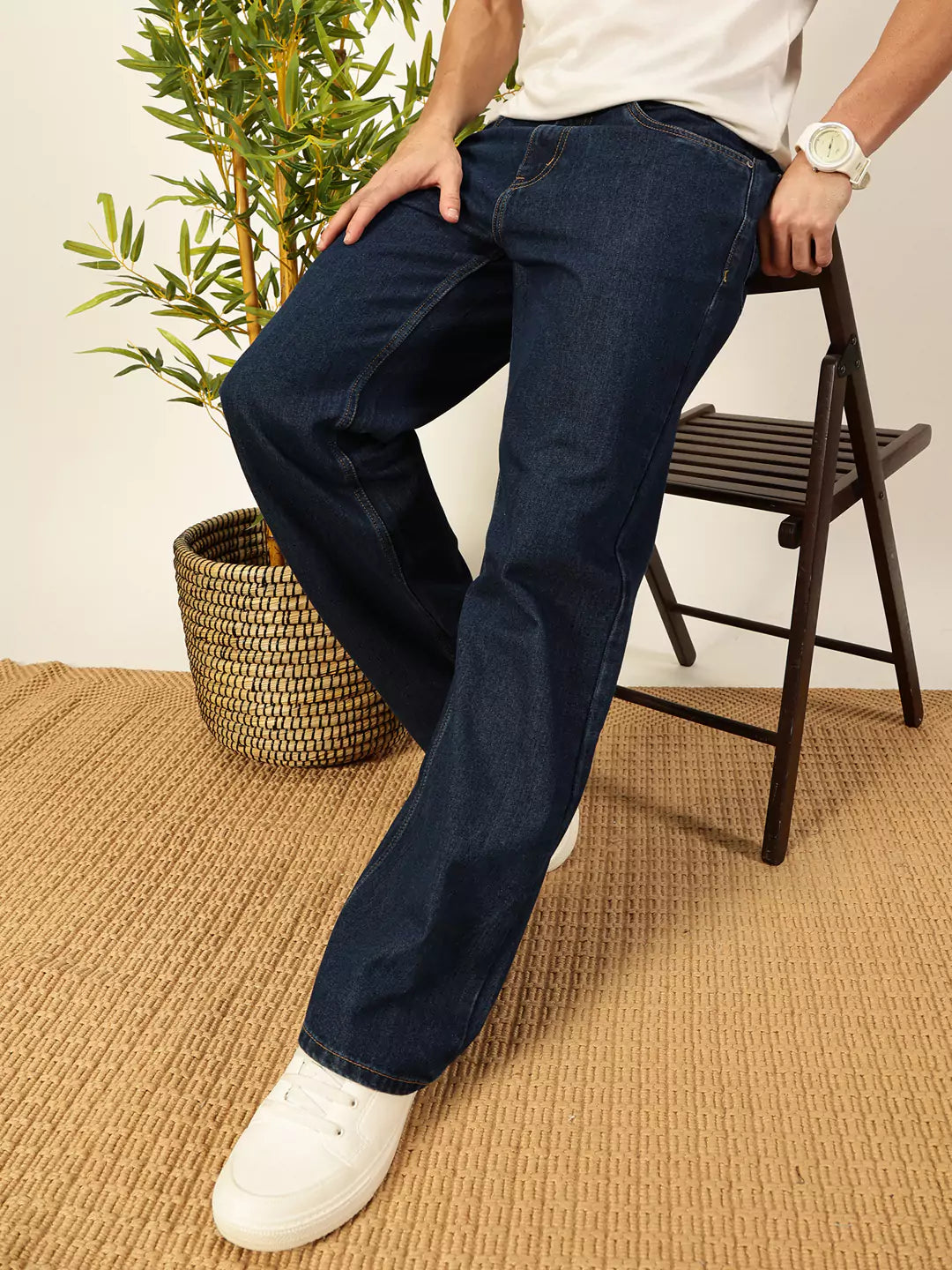 Thomas Scott Men Smart Relaxed Fit Pure Cotton Baggy Jeans