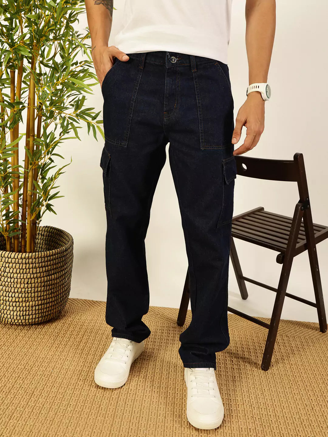 Thomas Scott Men Cotton Mid-Rise Smart Cotton Relaxed Fit Jeans
