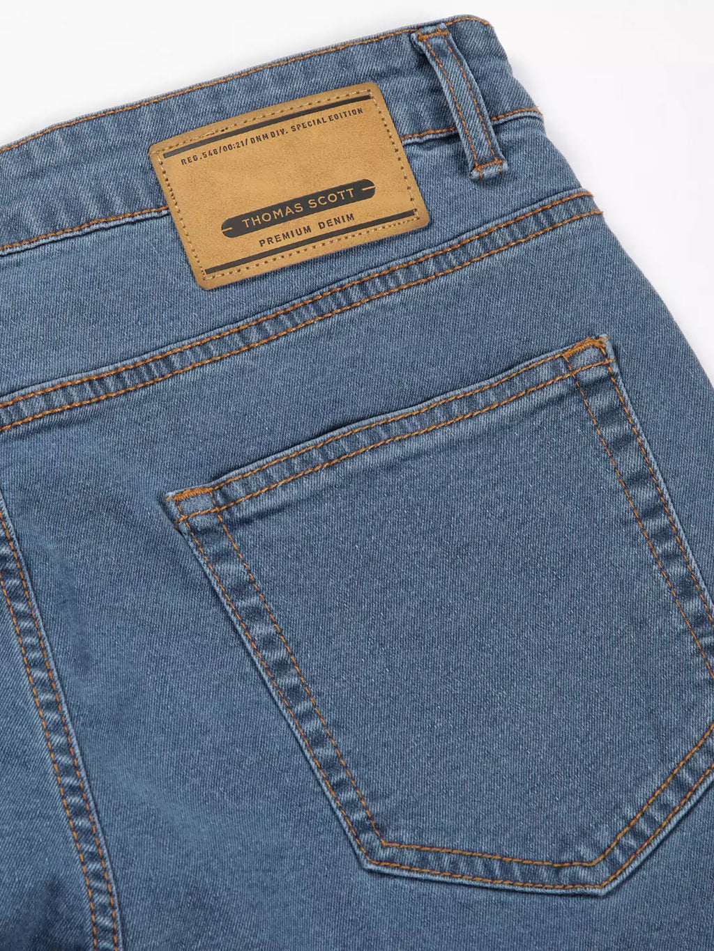 Mid Blue  Smart Clean Look Relaxed Fit Jeans