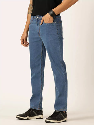 Mid Blue  Smart Clean Look Relaxed Fit Jeans