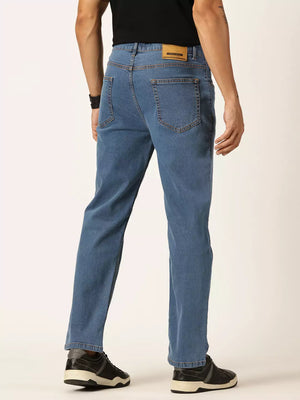 Mid Blue  Smart Clean Look Relaxed Fit Jeans